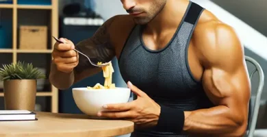 Homme consommant des glucides habillé pour le sport