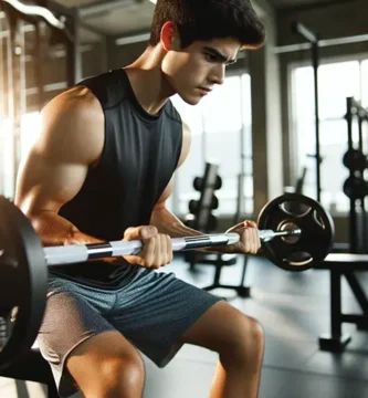 Jeune homme, entraînement de force dans une salle de sport