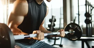 Jeune homme, entraînement de force dans une salle de sport