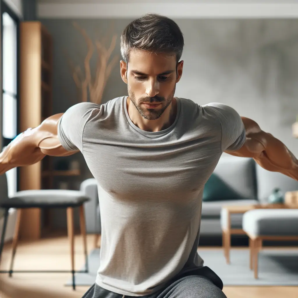 homme exerçant ses pièges à la maison sans équipement de gym